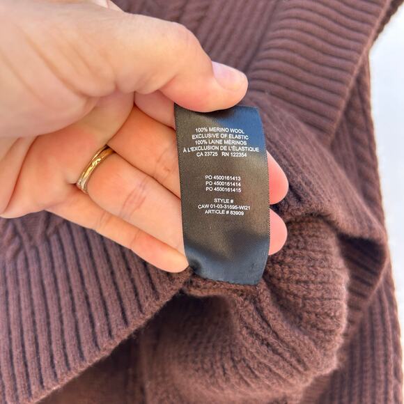 Babaton Seek Sweater Aritzia Chocolate Brown Jumper XS Merino Wool Cable Knit - Picture 12 of 14